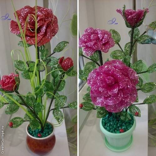 Оригинальные цветы из бисера. 
